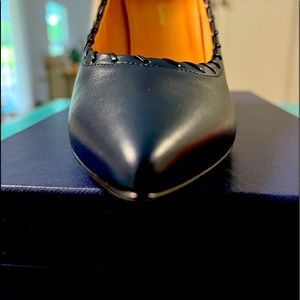 Womens Navy Leather 4” heels